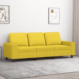 Gossi canapea cu 3 locuri, galben deschis, 180 cm, material textil
