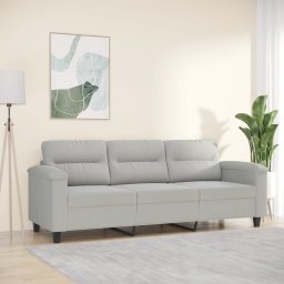 Gossi canapea cu 3 locuri, gri deschis, 180 cm, tesatura microfibra