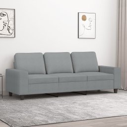 Gossi canapea cu 3 locuri, gri deschis, material 180cm textil