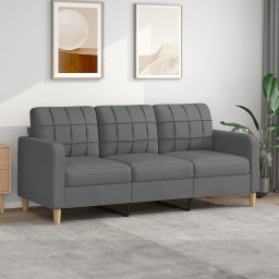 Gossi canapea cu 3 locuri, gri inchis, 180 cm, material textil