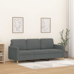 Gossi canapea cu 3 locuri, gri inchis, 180 cm, material textil