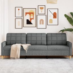 Gossi canapea cu 3 locuri, gri inchis, 210 cm, material textil