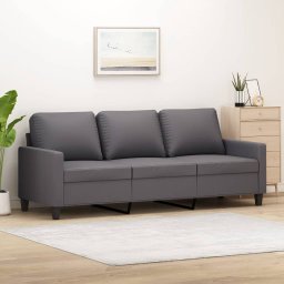 Gossi canapea cu 3 locuri, gri, 180 cm, piele ecologica