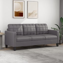 Gossi canapea cu 3 locuri, gri, 180 cm, piele ecologica