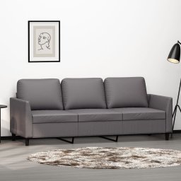 Gossi canapea cu 3 locuri, gri, 180 cm, piele ecologica
