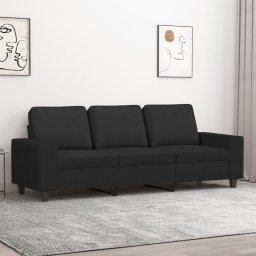 Gossi canapea cu 3 locuri, negru, 180 cm, material textil