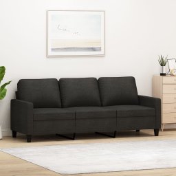 Gossi canapea cu 3 locuri, negru, 180 cm, material textil