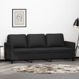 Gossi canapea cu 3 locuri, negru, 180 cm, piele ecologica