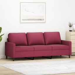 Gossi canapea cu 3 locuri, rosu vin, 180 cm, material catifea