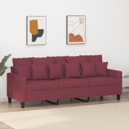 Gossi canapea cu 3 locuri, rosu vin, 180 cm, material textil