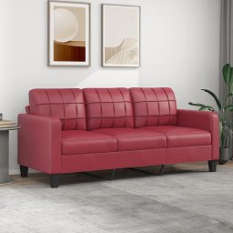 Gossi canapea cu 3 locuri, rosu vin, 180 cm, piele ecologica