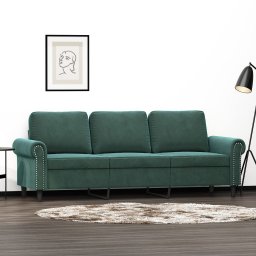 Gossi canapea cu 3 locuri, verde inchis, 180 cm, catifea