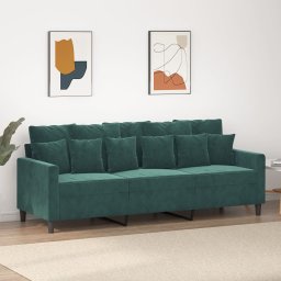 Gossi canapea cu 3 locuri, verde inchis, 180 cm, catifea