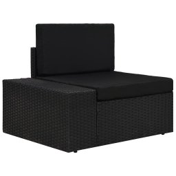 Gossi canapea de colt modulara cu cotiera dreapta, negru, poliratan