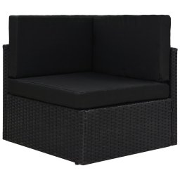 Gossi canapea de colt modulara, negru, poliratan