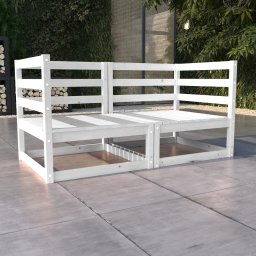 Gossi canapea de gradina cu 2 locuri, alb, lemn masiv de pin
