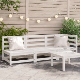 Gossi canapea de gradina cu 3 locuri, alb, lemn masiv de pin