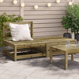 Gossi canapea de gradina fara brate cu taburet, lemn de pin tratat