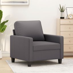 Gossi canapea de o persoana, gri, 60 cm, piele ecologica