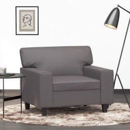 Gossi canapea de o persoana, gri, 60 cm, piele ecologica