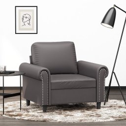 Gossi canapea de o persoana, gri, 60 cm, piele ecologica