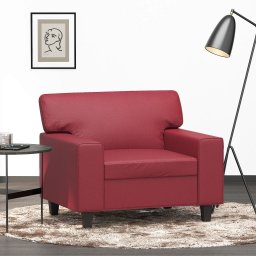 Gossi canapea de o persoana, rosu vin, 60 cm, piele ecologica