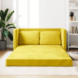 Gossi canapea extensibila 2 in 1 galben inchis 122x204x55 cm catifea