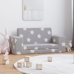 Gossi canapea extensibila copii 2 locuri gri deschis/stele plus moale
