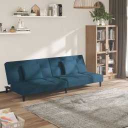 Gossi canapea extensibila cu 2 locuri, 2 perne, albastru, catifea