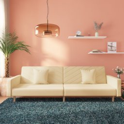Gossi canapea extensibila cu 2 locuri, 2 perne, crem, textil