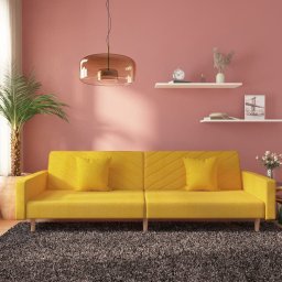 Gossi canapea extensibila cu 2 locuri, 2 perne, galben, textil