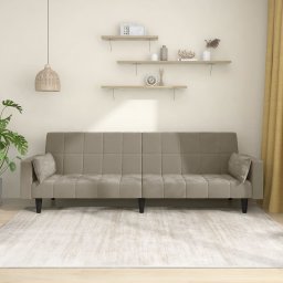 Gossi canapea extensibila cu 2 locuri, 2 perne, gri deschis, catifea