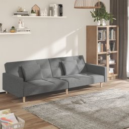 Gossi canapea extensibila cu 2 locuri, 2 perne, gri deschis, textil