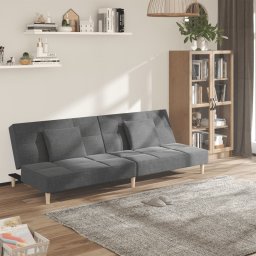 Gossi canapea extensibila cu 2 locuri, 2 perne, gri deschis, textil