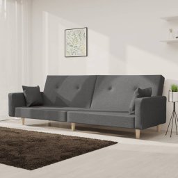 Gossi canapea extensibila cu 2 locuri, 2 perne, gri deschis, textil