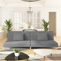 Gossi canapea extensibila cu 2 locuri, 2 perne, gri deschis, textil