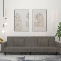 Gossi canapea extensibila cu 2 locuri, 2 perne, gri inchis, catifea