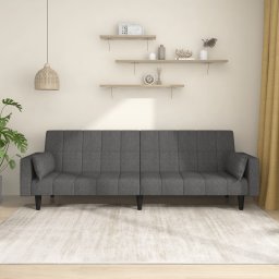 Gossi canapea extensibila cu 2 locuri, 2 perne, gri inchis, textil