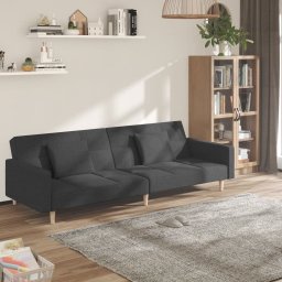Gossi canapea extensibila cu 2 locuri, 2 perne, gri inchis, textil