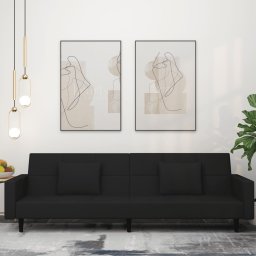 Gossi canapea extensibila cu 2 locuri, 2 perne, negru, catifea
