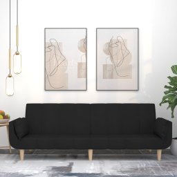 Gossi canapea extensibila cu 2 locuri, 2 perne, negru, textil