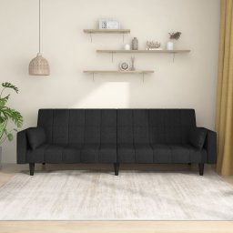 Gossi canapea extensibila cu 2 locuri, 2 perne, negru, textil