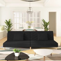Gossi canapea extensibila cu 2 locuri, 2 perne, negru, textil