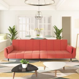 Gossi canapea extensibila cu 2 locuri, 2 perne, roz, catifea