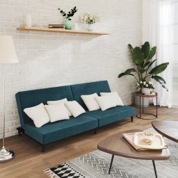Gossi canapea extensibila cu 2 locuri, albastru, catifea