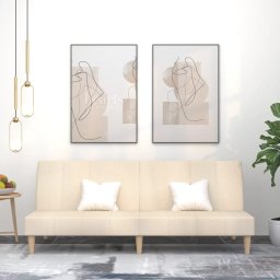 Gossi canapea extensibila cu 2 locuri, crem, material textil