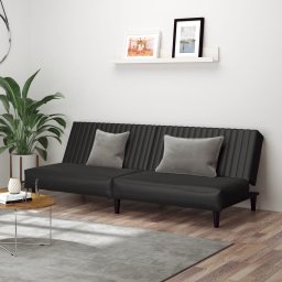 Gossi canapea extensibila cu 2 locuri, negru, piele ecologica