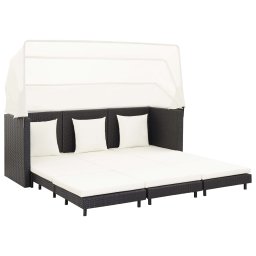 Gossi canapea extensibila cu 3 locuri, cu acoperis, negru, poliratan