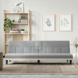 Gossi canapea extensibila cu suporturi de pahar, gri deschis, textil