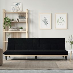 Gossi canapea extensibila cu suporturi de pahare, negru, textil